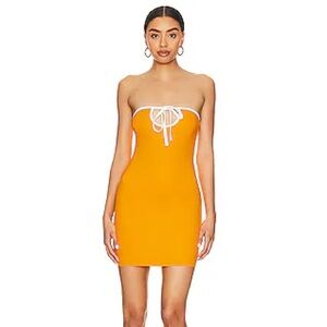 LOVERS + FRIENDS Maddison Mini Dress in Orange & White
